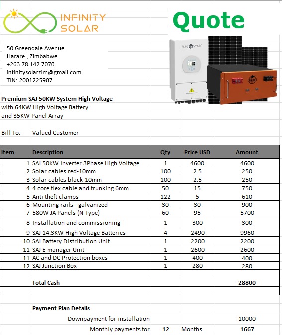 SAJ 50KW with 57KW Battery (3 Phase High Voltage) - Image 3